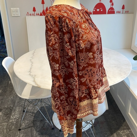 NWOT VERONICA BEARD KESTER BROWN FLORAL PRINT TOP. 8 - Picture 3 of 11